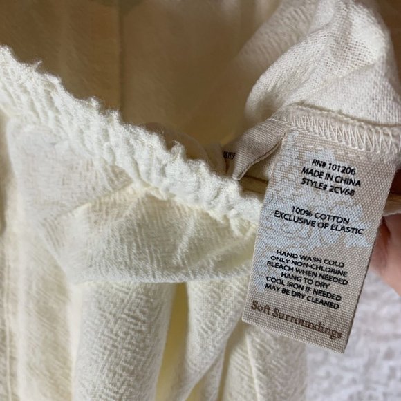 Soft Surroundings Pants Women's Medium Ivory Cotton Pull On Wide Leg 7811 - Picture 3 of 9